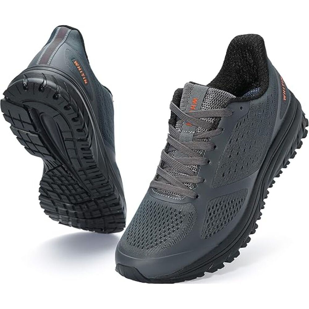 Men's Dark Grey Lace-up Closed Toe Supportive Running Cushioned Sneakers